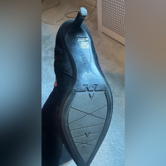 Aquitalia Italian waterproof Black Women's Suede Knee-High Boots - Picture 5 of 6